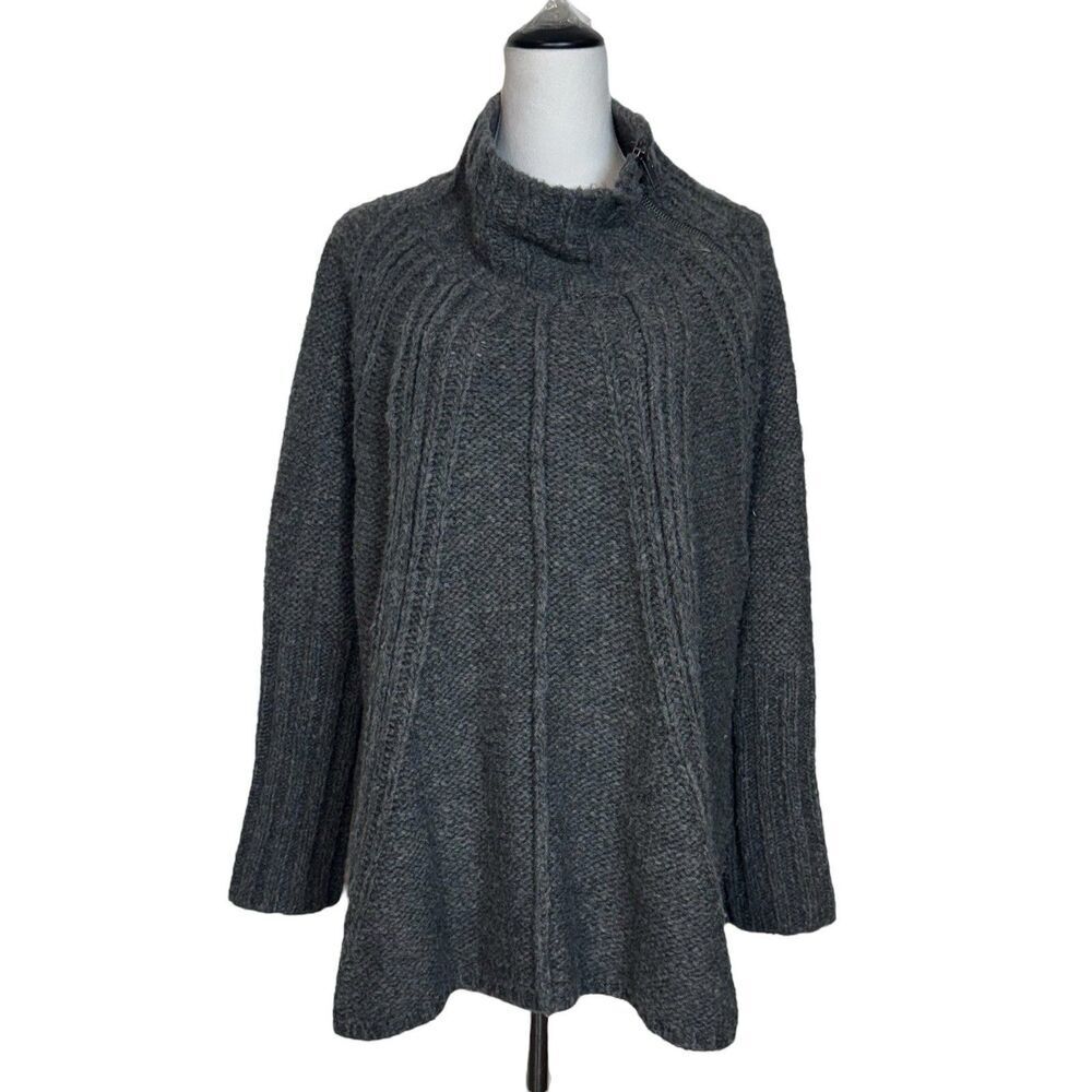 Free People Oversized Chunky Turtleneck Sweater Poncho XS/S Alpaca Wool Slits